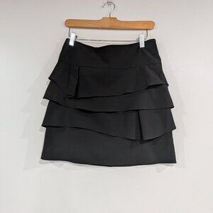 Club Monaco Layered Ruffle Skirt with Side Zip Black Size 2